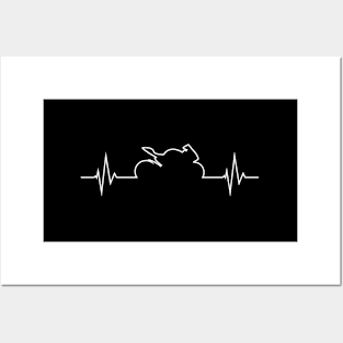 Sportbike Hebeat Motorcycle Pulse Line Ekg Posters and Art